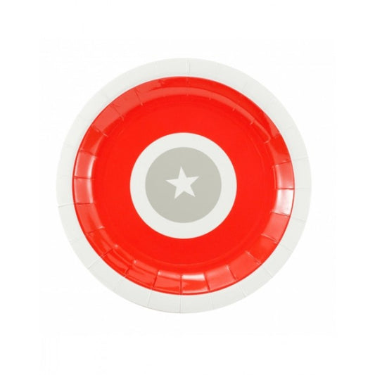 Dollyrockets Red Grey Star Paper Plates- 12pk