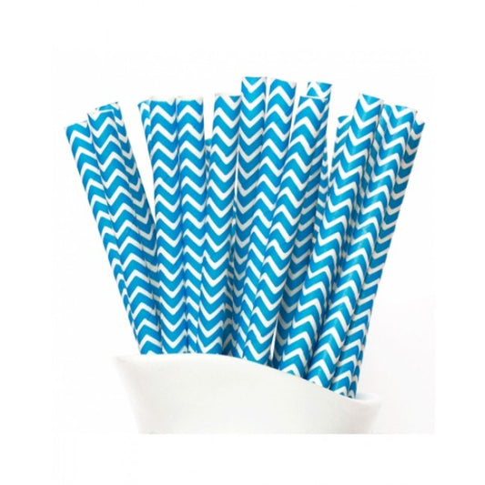 Dollyrockets Sky Blue Chevron Paper Straws - 50pk