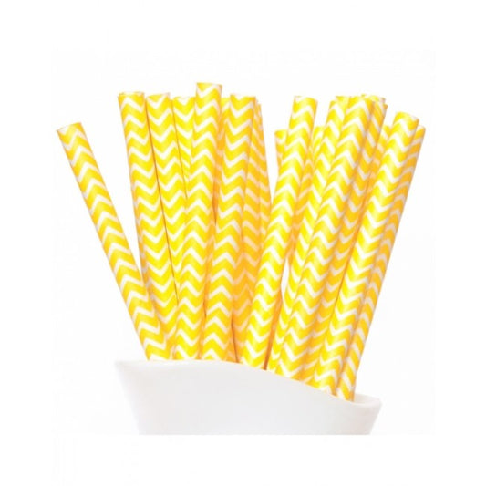 Dollyrockets Yellow Chevron Paper Straws - 50pk