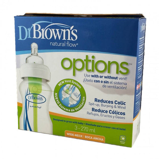 Dr Browns 270ml Wide Neck Options Bottles 3Pk
