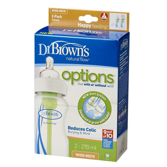 Dr Browns 270ml Wide Neck Baby Options Bottles 2Pk