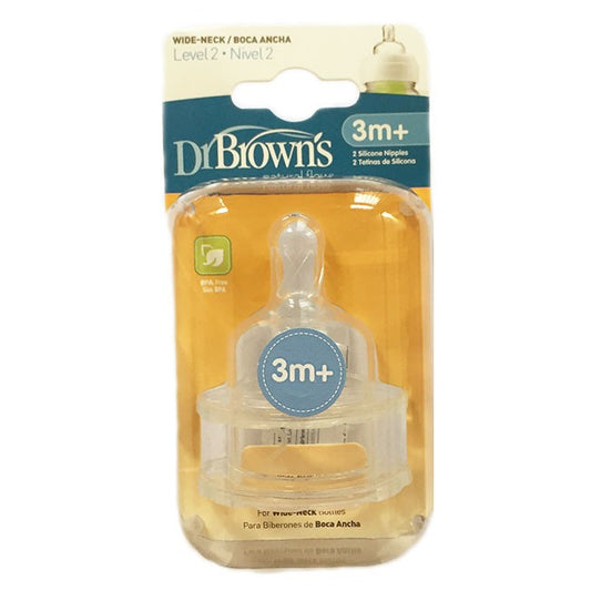 Dr Browns Wide Neck Options Bottle Level 2 Teats 2P