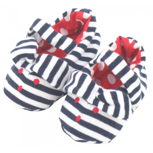 Alimrose Bunny Ear Booties in Navy Stripe