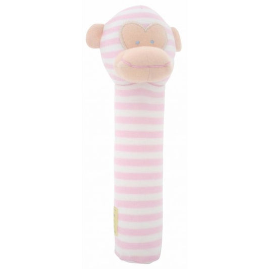 Alimrose Monkey Hand Squeaker in Pink Stripe