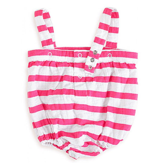 Aden And Anais Muslin Romper - Pink Stripe - Back