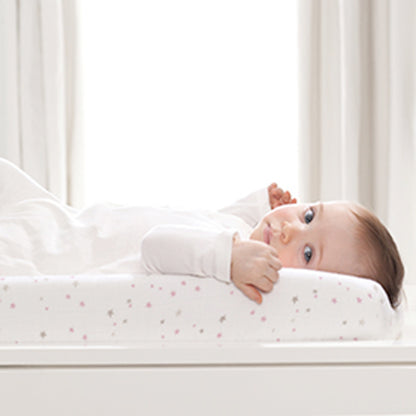 Aden and Anais Lovely Starburst Changing Pad Cover In Use