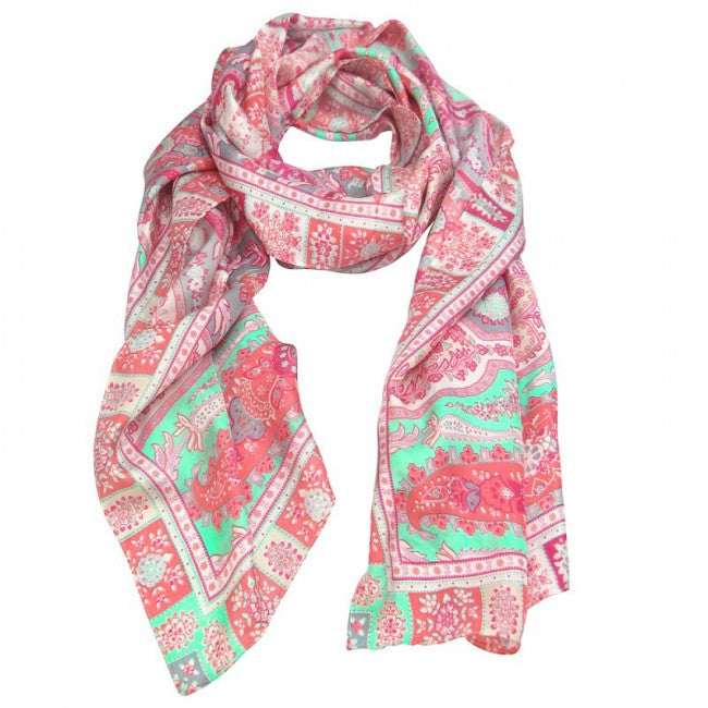Dlux Cabriole Silk Twill Print Scarf in Pastel