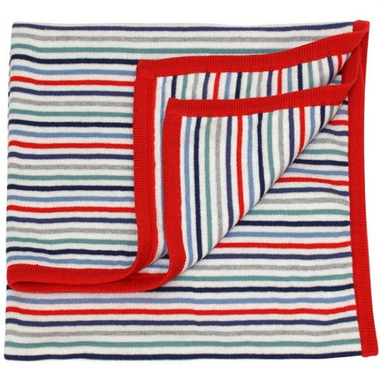 Dlux Rainbow Knit Stripe Bassinet Cover in Denim