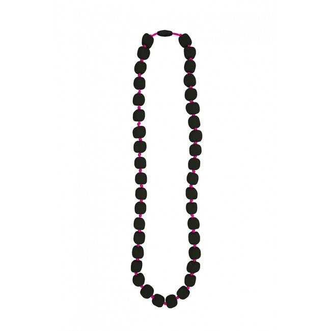 Jellystone Designs - Smokey Dark Bead with Neon Pink Cord Pea Necklace