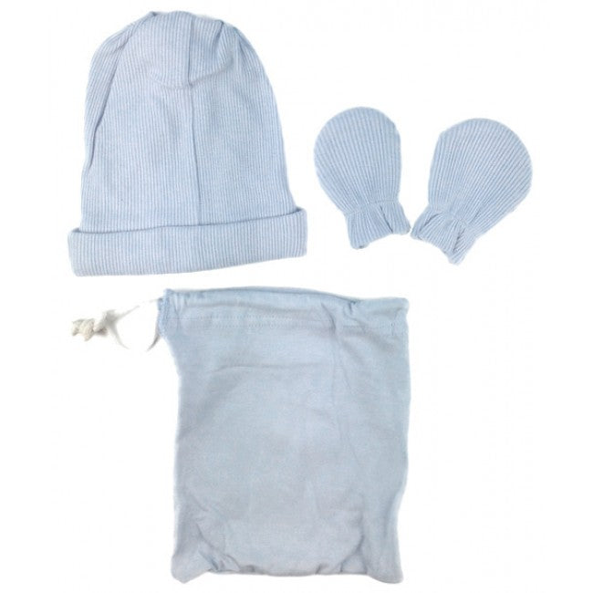 Snugtime Newborn Cotton Hat And Mitten Set In Blue